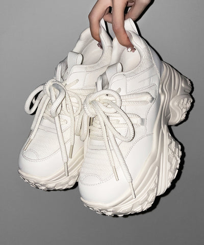 【 +10.5cm盛れ 】レースアップ厚底スニーカー ／ +10.5cm lace-up platform sneakers