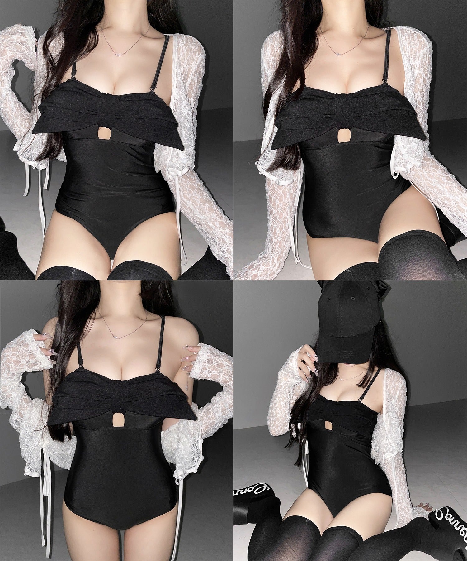 【 レディース水着 】フロントリボンカットアウトワンピース水着 ／ front ribbon cutout onepiece swimwear