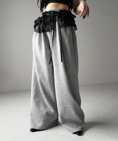 【 ２color 】ストラップリボンレースフリルミニ巻きスカート ／ strap ribbon lace frill mini wrap skirt