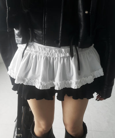【 ３color 】裾フリルレイヤード長袖トップス ／ hem frill layered long sleeve tops