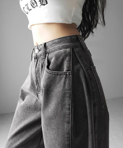 ヴィンテージライクウォッシュカーブワイドデニム ／ vintage like wash curve wide denim