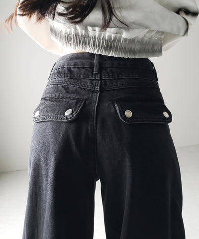 【 ４size 】カーゴプリーツブラックヴィンテージワイドデニム ／cargo pleated black vintage wide denim