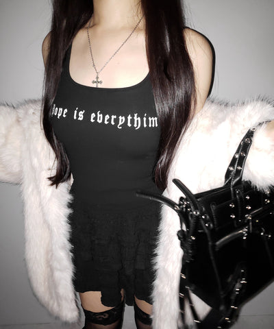 【 ２color 】グランジロゴバッククロスキャミソールトップス ／ grunge logo back logo camisole tops