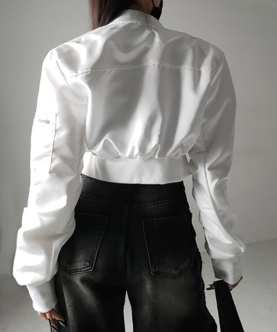 【 ２color 】アウトポケットジップアップショートブルゾン ／ out pocket zip up short blouson