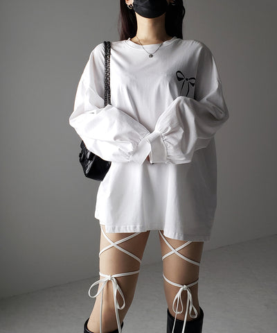 【 セルフカット調節可能 】クロスストラップリボンバイカーレギンスパンツ ／ cross strap ribbon biker leggings pants