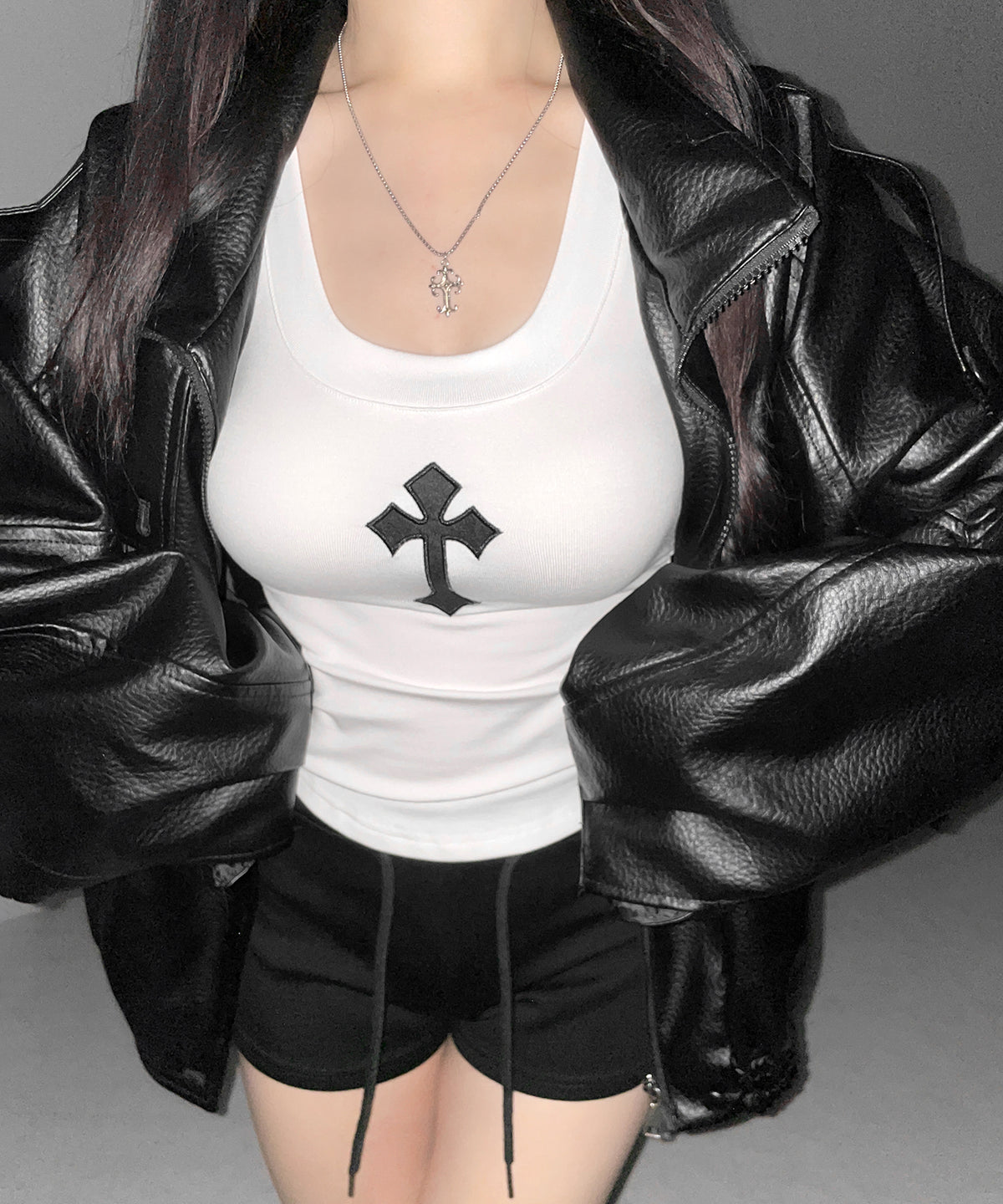 クロスパッチスーパーフィットスリムロンT ／ Cross-patch super fit slim long-sleeve T-Shirt
