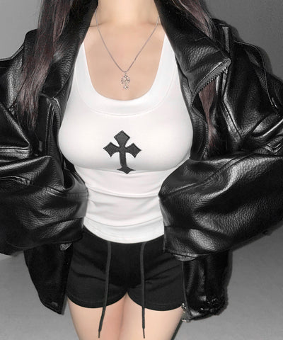 クロスパッチスーパーフィットスリムロンT ／ Cross-patch super fit slim long-sleeve T-Shirt