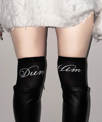 【 選べる３柄アソート 】レタリングロゴシアーニーハイソックス ／ lettering logo sheer knee high socks