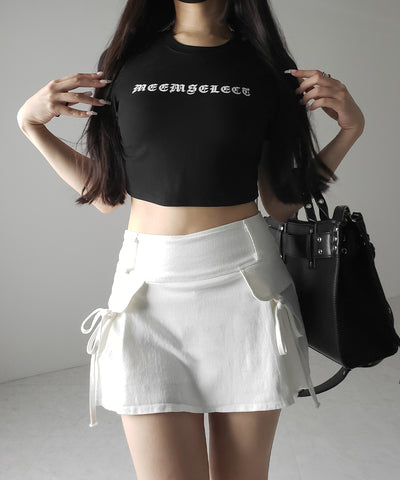 【 ２color ／ ３size 】ヴィンテージライクリボンデニムミニスカパン ／ vintage like ribbon denim mini skirt pants
