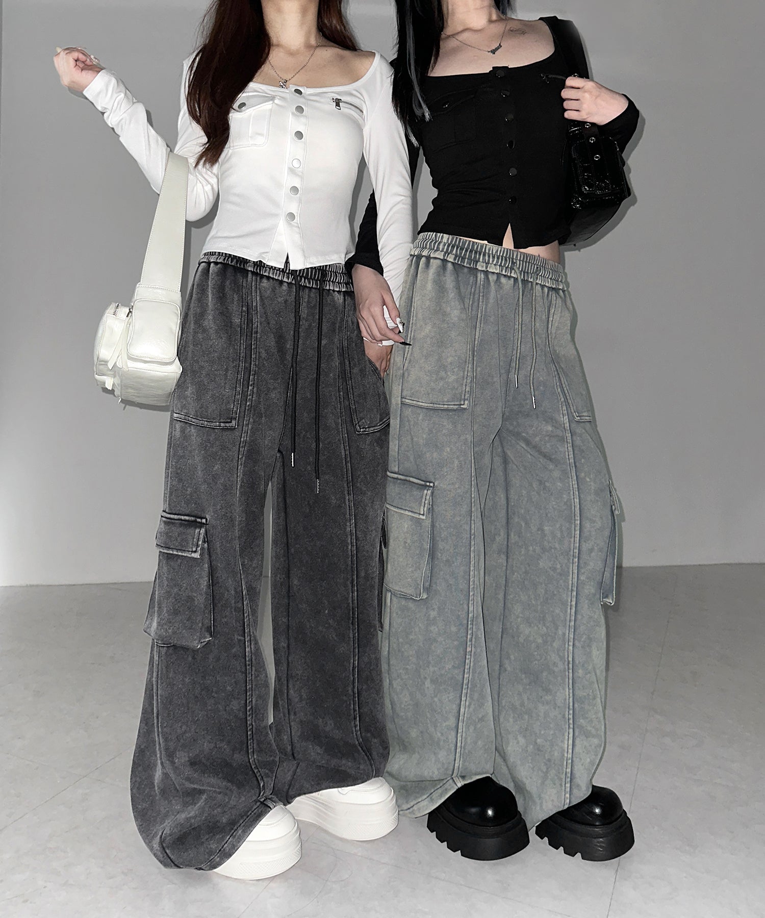 ピグメントヴィンテージヘビーワイドカーゴスウェットパンツ ／ pigment vintage heavy wide cargo sweatpants