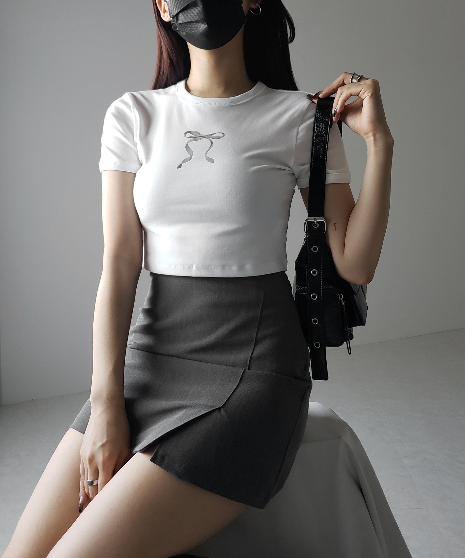 【 ４color 】ミニリボンショートちびＴシャツ ／mini ribbon short chibi Tee