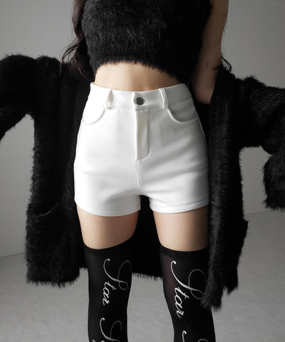 裏起毛ハイウエストタイトスパンショートパンツ ／ urakimo high waist tight span short pants
