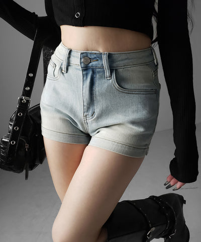 ハイウエストストレッチデニムタイトショートパンツ ／ high wast stretch denim tight short pants
