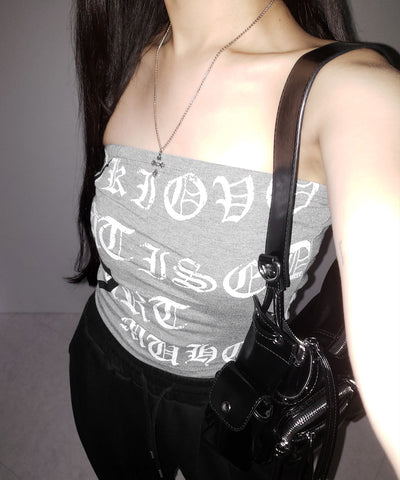 グランジロゴチューブベアトップ ／ grunge logo tube bare top