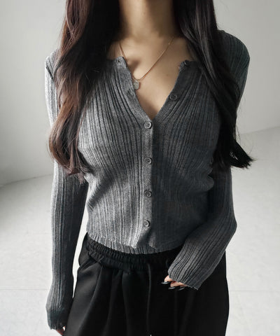 【 2点セット 】ツイストリブニットキャミソール ＋シアーリブショートカーディガン SET ／ twisted rib knit camisole + sheer rib short cardigan SET