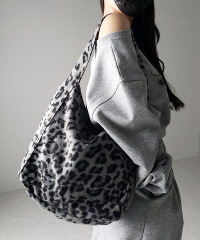 【 ２color 】レオパードワンハンドルショルダートートバッグ ／ leopard onehandle shoulder tote bag