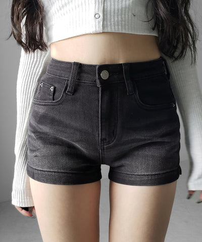 ハイウエストストレッチデニムタイトショートパンツ ／ high wast stretch denim tight short pants