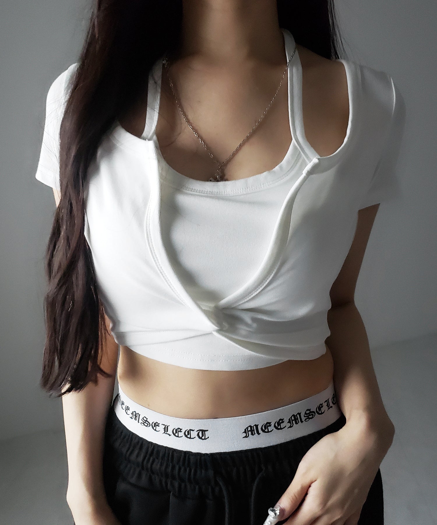 ホルターネックレイヤードショートぴちＴシャツ ／ halter neck layered short pichi T-shirts