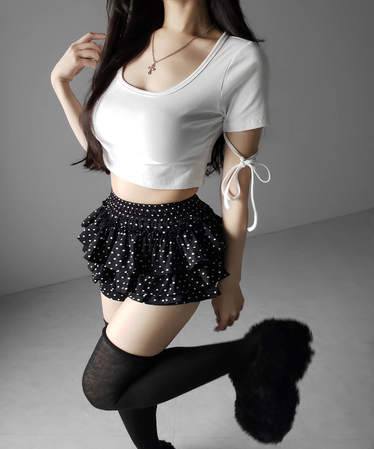 ティアードフリルドットショートパンツ ／ tiered frill dot short pants