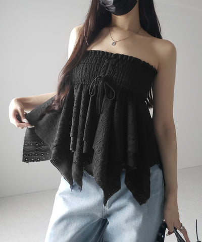 【 トップスとしても使える２WAY 】シャーリングリボンフリルビスチェミニスカート ／ shirring ribbon frill bustier mini skirt
