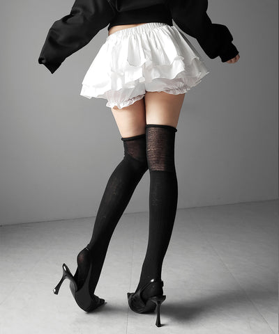 【 インパン裏地付 】ボリュームフレアコットンミニスカート ／ volume flare cotton mini skirt