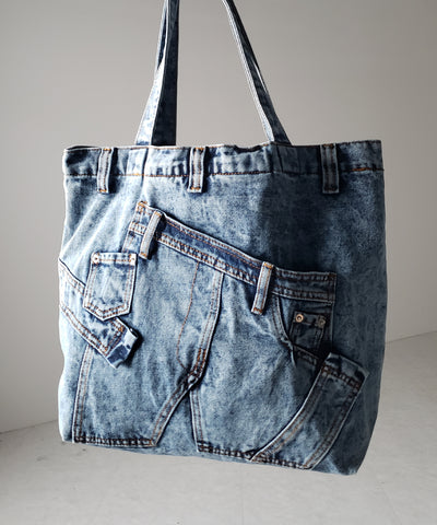 【 ２color 】ヴィンテージドッキングウォッシュデニムバッグ ／ vintage docking washed denim bag