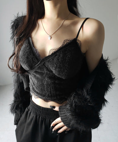 【 カップ付き 】シャギーファーショートビスチェキャミソール ／ shaggy fur short bustier camisole