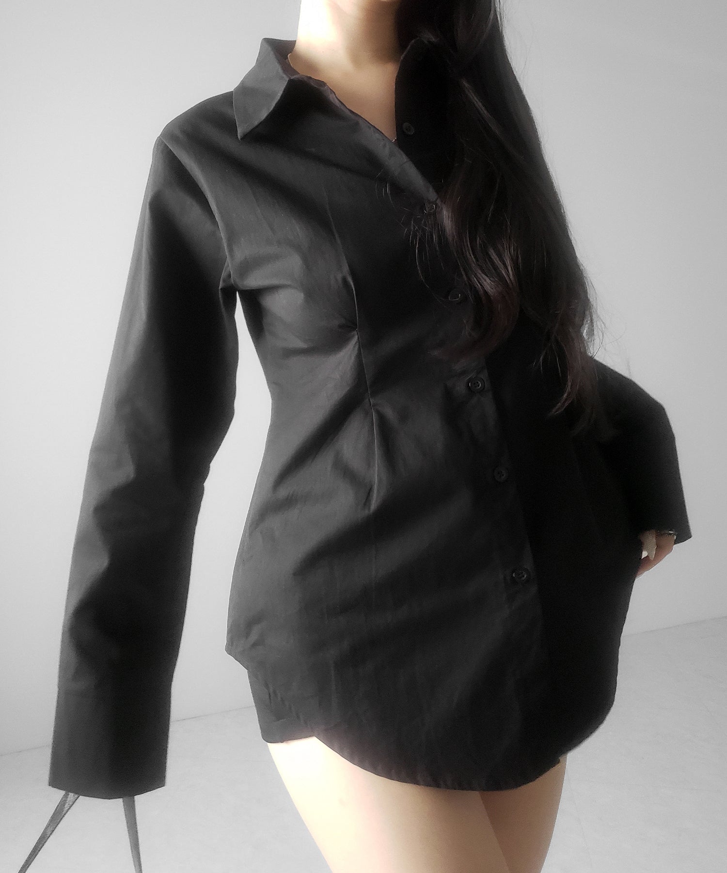 ウエストタックフレアレディシャツ ／ waist tuck flare lady shirts