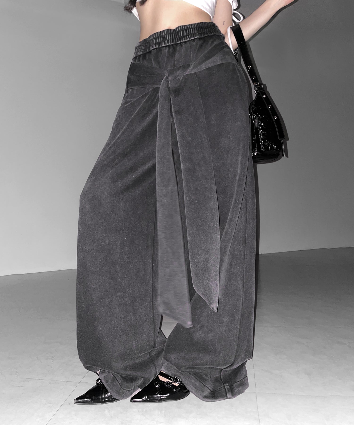 フェイクレイヤードピグメントスウェットワイドパンツ ／ fake layered pigment sweat wide pants
