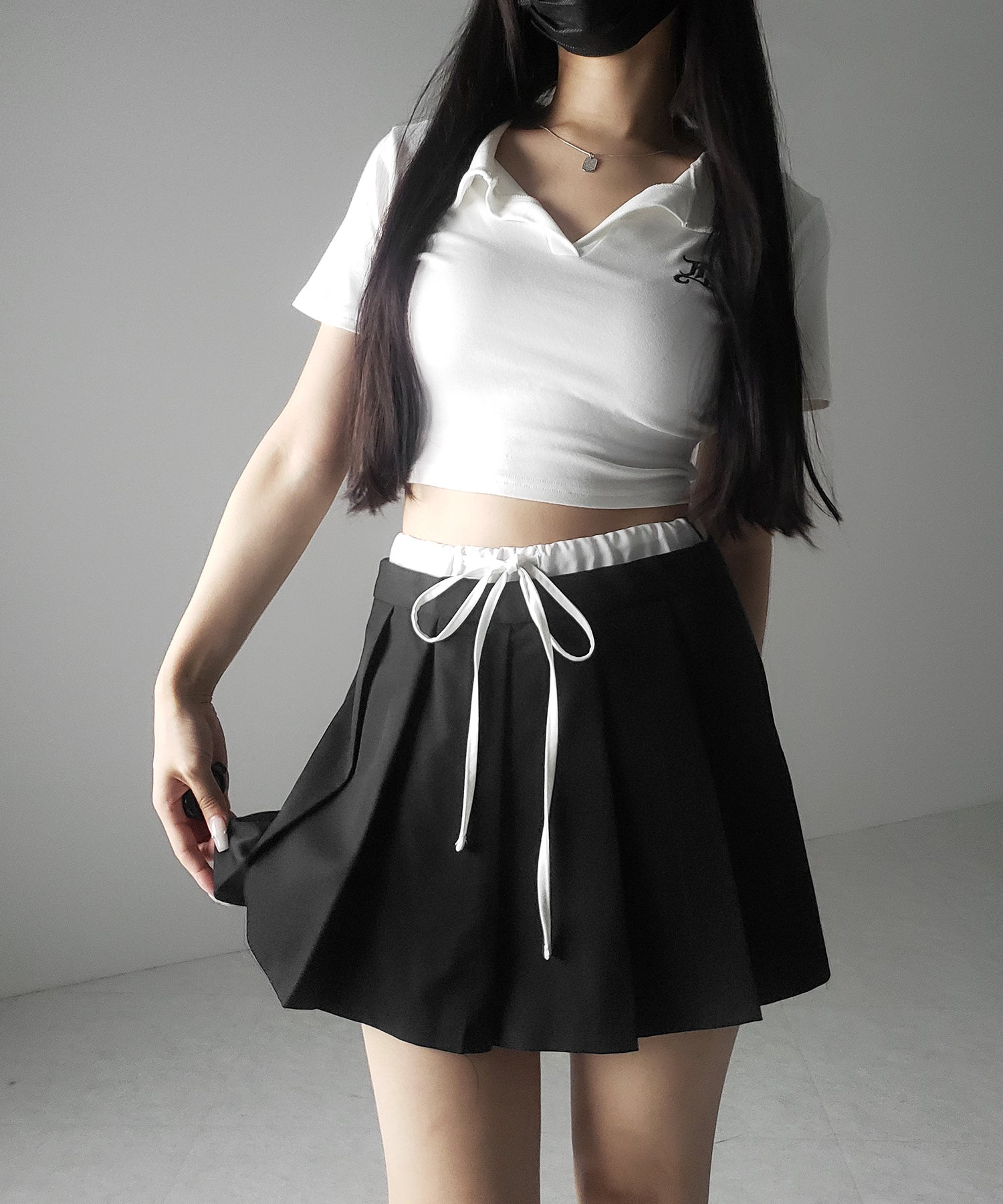 【 ２color 】レイヤードプリーツミニスカパン ／ layered pleated mini skirt pants