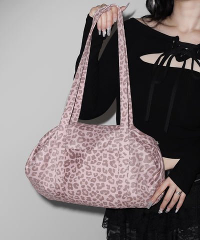 ヴィンテージライクピンクレオパードミニボストンショルダーバッグ　／ vintage like pink leopard mini boston shoulder bag