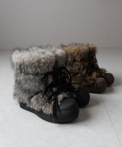 【 ２color 】ボリュームフェイクファーブーツ ／ volume fake fur boots