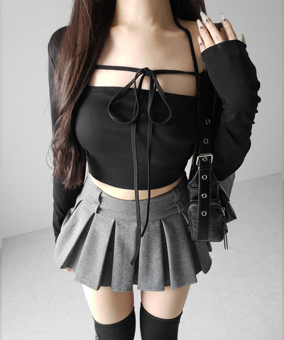 【 インパン裏地付 】プリーツスウェットマイクロミニスカパン ／ plests sweat micro mni skirt pants