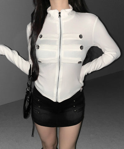 ナポレオンスタンドネックジップアップトップス ／ napoleon standneck zipup tops