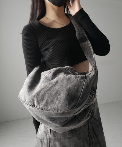【 ２color 】ブラックタグヴィンテージデニムショルダーバッグ ／ black tag vintage denim shoulder bag