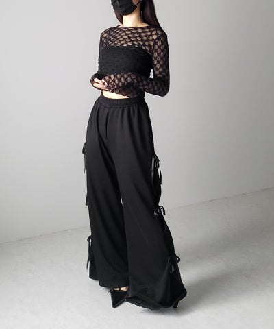 【 ２color 】デイジーレースチュールシアートップス ／ daisy race tulle sheer tops