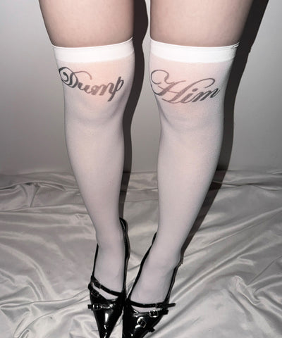 【 選べる３柄アソート 】レタリングロゴシアーニーハイソックス ／ lettering logo sheer knee high socks