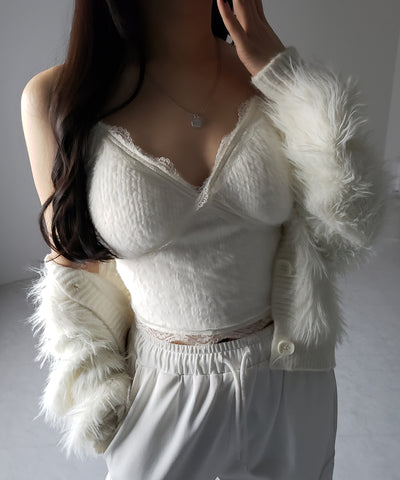 【 カップ付き 】シャギーファーショートビスチェキャミソール ／ shaggy fur short bustier camisole