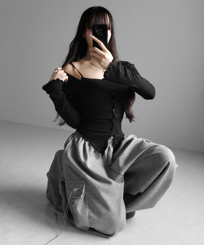 【 ２点セット 】レイヤードメロースリムカーディガン＆キャミソール SET ／ layered mellow slim cardigan & camisole SET