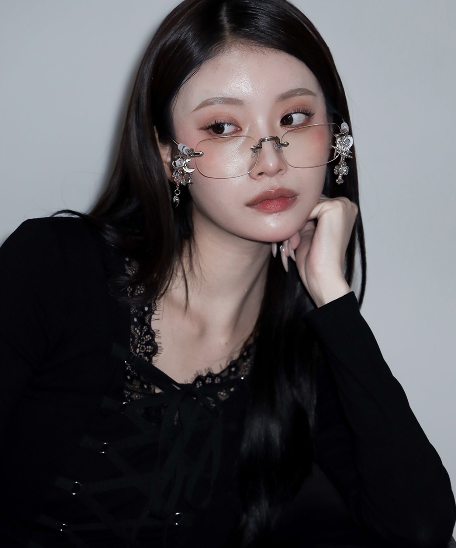 カスタムチャームリムレスメガネ ／custom charm rimless glasses