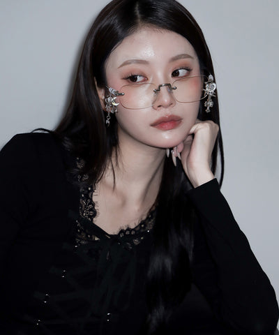 カスタムチャームリムレスメガネ ／custom charm rimless glasses