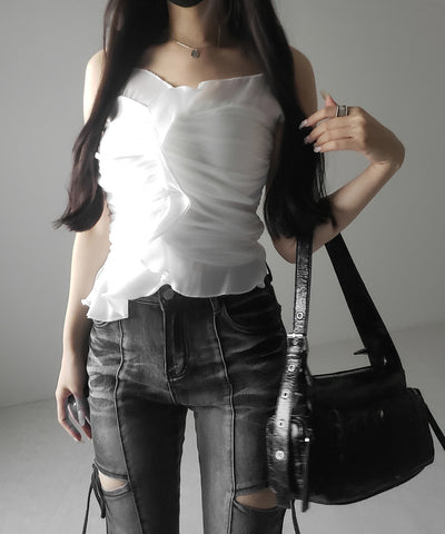 【 ２color 】オーガンジーボリュームフリルビスチェ ／ organdy volume Frill Bustier
