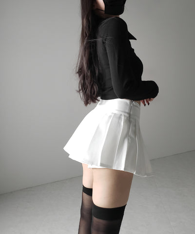 【 ２color 】プリーツマイクロミニスカパン ／ pleated micro mini skirt pants