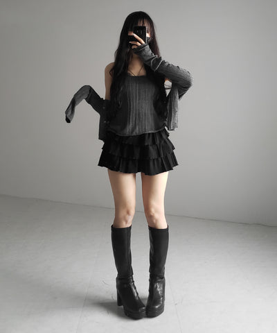 【 ２点セット 】レースニットキャミソール ＋ シアーニットカーディガン SET ／ lace knit camisole + sheer knit cardigan SET
