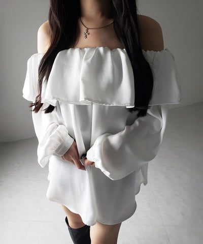 【 ２color 】オフショルダーフリルオーバーミニワンピース ／ off shoulder frill over mini onepiece