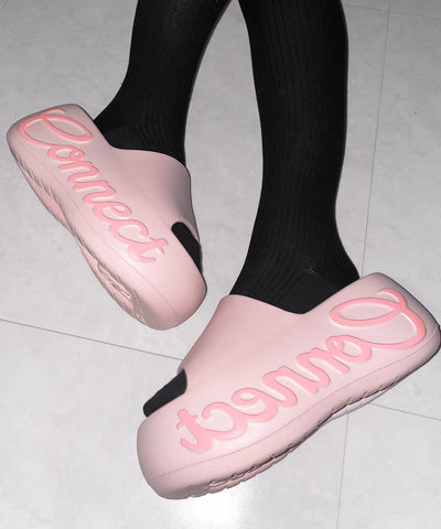 レタリングロゴ厚底スライドサンダル ／ lettering logo platform slide sandals