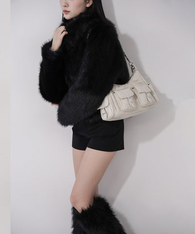 【 ２WAY 】アウトポケットキルティングチェーンショルダーバッグ ／ 2WAY out pocket quilting chain shoulder bag