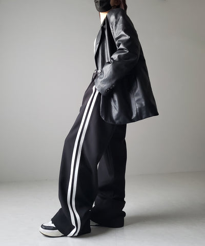 【 ３size／３color 】２WAYドロストサイドラインルーズトラックワイドパンツ