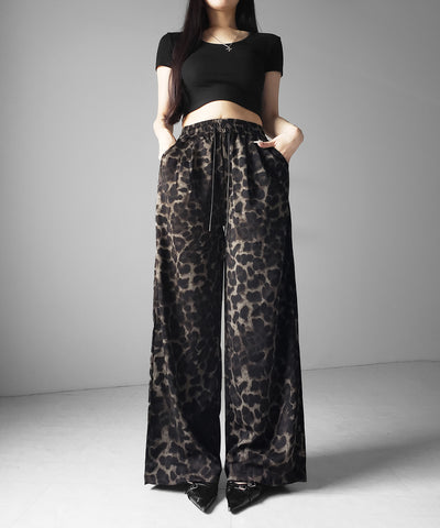 ヴィンテージレオパードリラクシーワイドイージーパンツ ／ vintage reopard relaxy wide easy pants