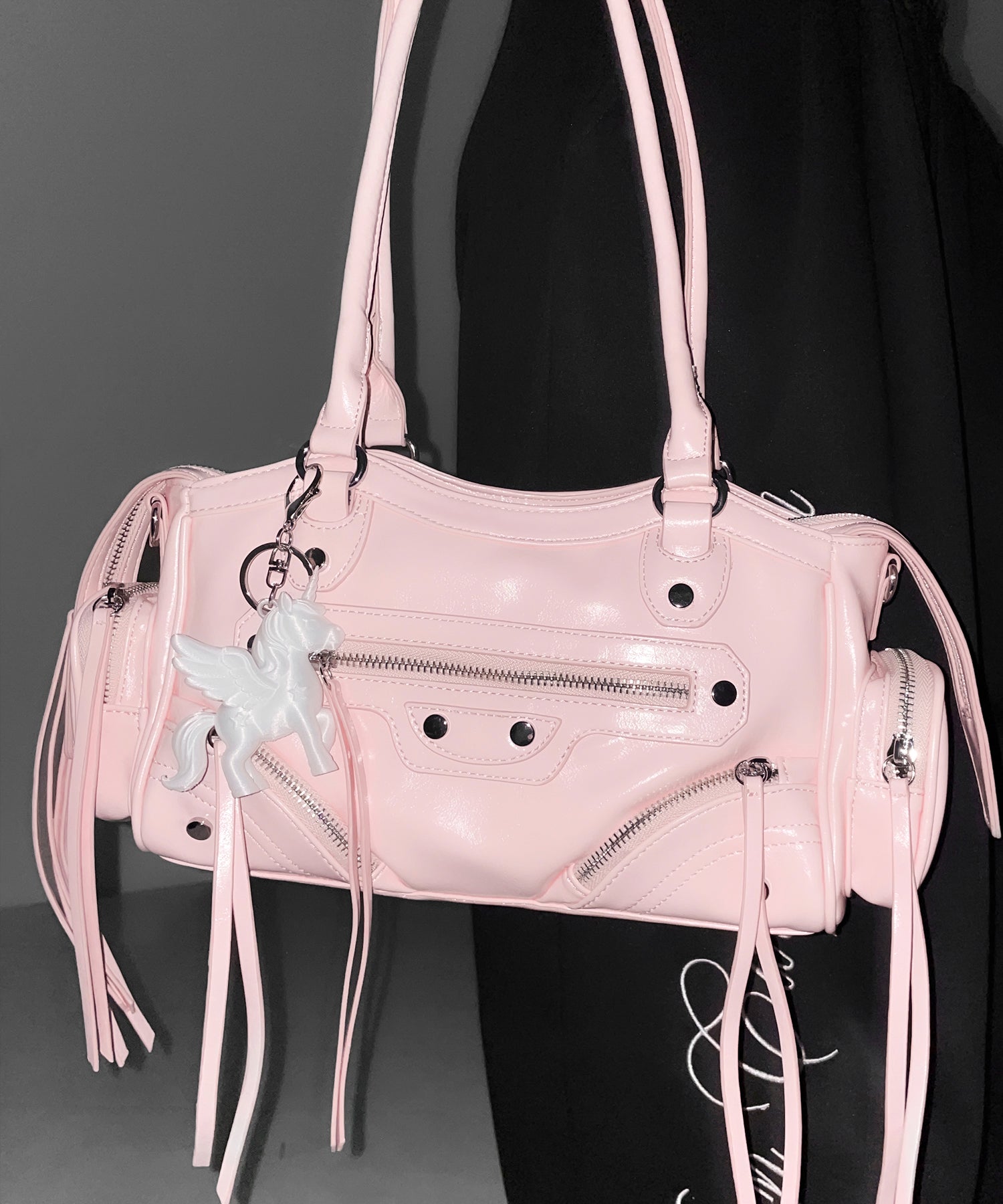 【 ショルダーストラップ付き２WAY 】ヴィンテージアウトポケットグランジボストンショルダーバッグ／ vintage out pocket grunge boston shoulder bag
